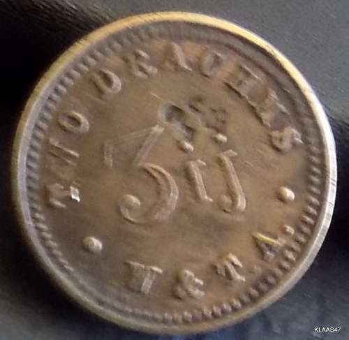 TWO DRACHMS - 3ij - W. and T.A. APOTHECARIES WEIGHT - TOKEN COIN