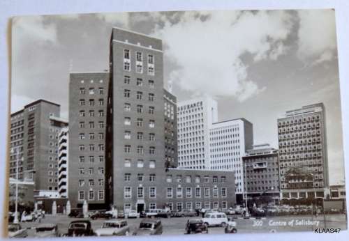 Vintage Black and White Post Card - 300 Centre of Salisbury