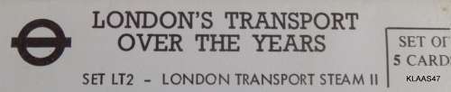 London`s Transport Over The Years - Set of 5 Cards - Set LT2 - London Transport STEAM II