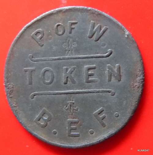 WORLD WAR 2  PRISONER OF WAR 10 CENT COIN TOKEN - P. of W. -  B.E.F.