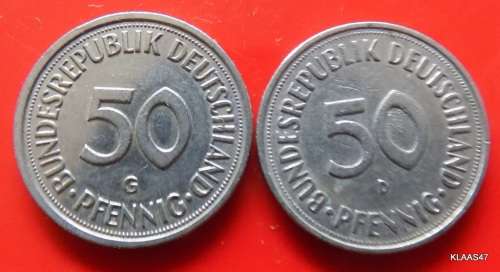 1974 J and 1983 G 50 PFENNIG BUNDESREPUBLIK DEUTSCHLAND