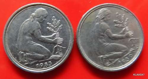 1974 J and 1983 G 50 PFENNIG BUNDESREPUBLIK DEUTSCHLAND