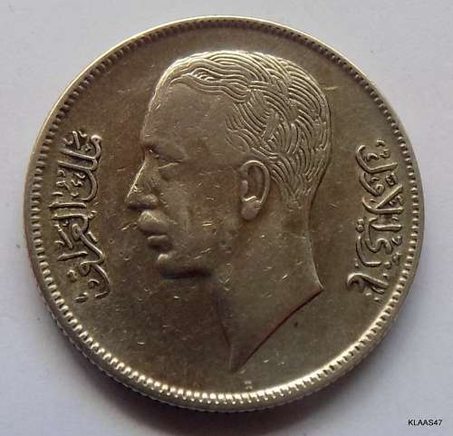 IRAQ -  1 Dirham / 50 Fils - Ghazi I 1356-1357 (1937-1938)  Silver (.500)