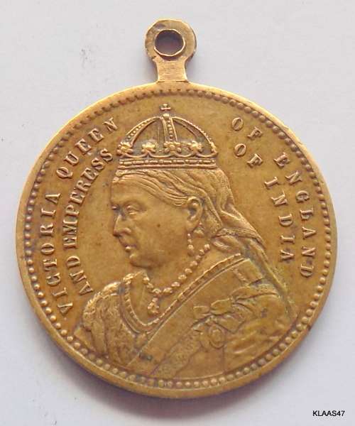 1837 - 1889 50 year Jubilee - Victoria Queen of England and Empress of India - Medal - 24mm Diameter