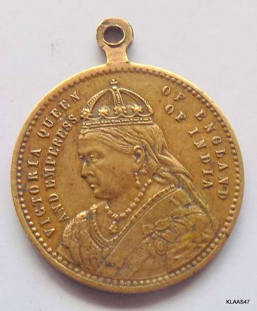 1837 - 1889 50 year Jubilee - Victoria Queen of England and Empress of India - Medal - 24mm Diameter