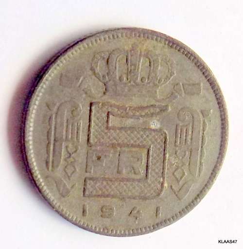 BELGIUM - 5 francs 1941 flemish  Leopold III