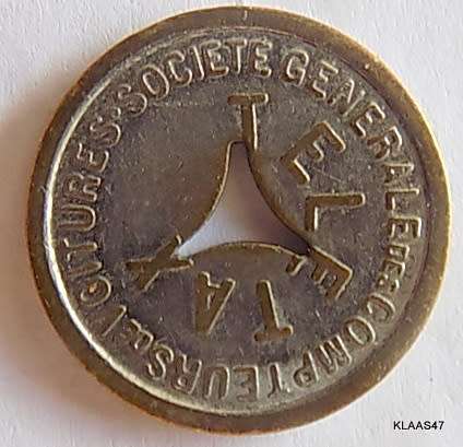 TELETAX - France - Telephone Token - large triangular hole, non magnetic