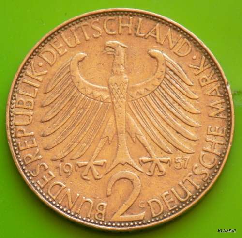 1957 C - 2 Deutsche Mark - Germany - Max Planck - Deutschland - 1858-1947