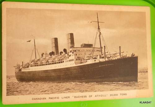 Vintage Post Card - Canadian Pacific Liner `Duchess of Atholl`  20,000 TONS