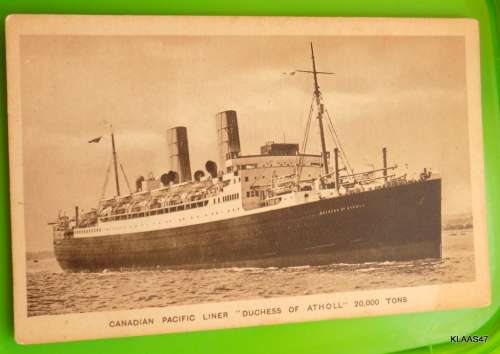 Vintage Post Card - Canadian Pacific Liner `Duchess of Atholl`  20,000 TONS