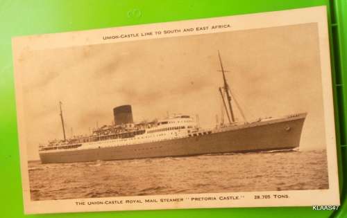 Vintage Postcard - Union-Castle Royal Mail Steamer `Pretoria Castle`   28705 tons
