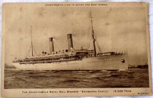 VINTAGE POSTCARD - UNION-CASTLE ROYAL MAIL STEAMER `EDINBURGH CASTLE`