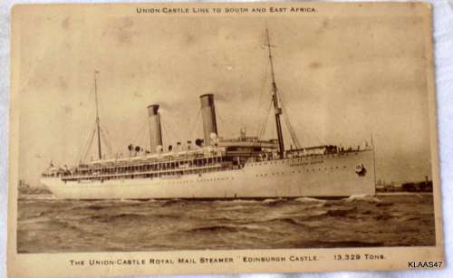 VINTAGE POSTCARD - UNION-CASTLE ROYAL MAIL STEAMER `EDINBURGH CASTLE`