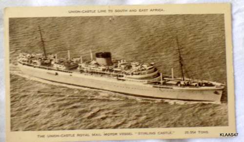 Vintage Post Card - Union-Castle Royal Mail Motor Vessel -`Stirling Castle`