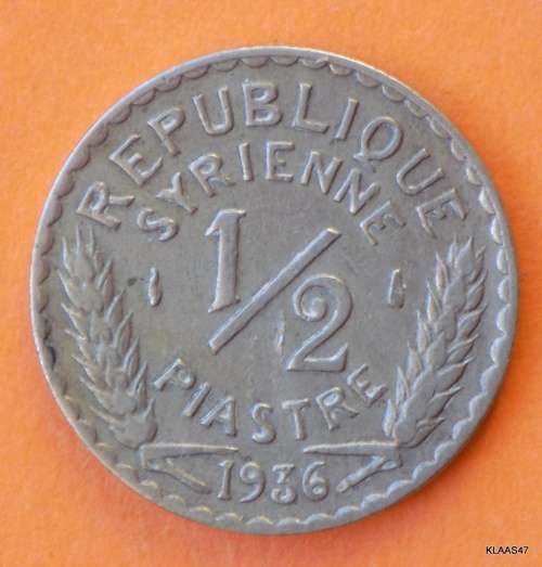 Republic of Syria -  ½ Half Piastre - 1936 - Nickel Brass
