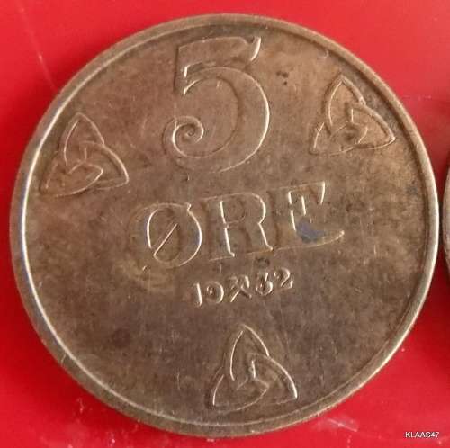 NORWAY - Haakon VII - 5 Krone x 2 - 1932 and 1939 Bronze