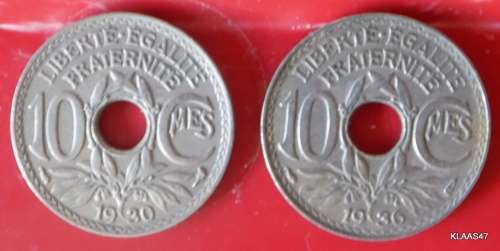 1936 and 1930 - France - 10 Centimes