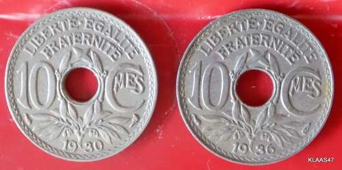 1936 and 1930 - France - 10 Centimes