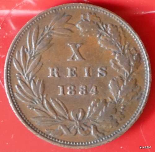 1884 - Portugal - Luís I - 10 Reis - Bronze