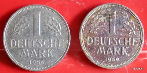Germany - 1950 J and 1956 F - 1 Deutsche Mark - Copper-nickel - EAGLE COIN