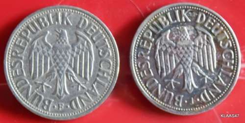 Germany - 1950 J and 1956 F - 1 Deutsche Mark - Copper-nickel - EAGLE COIN