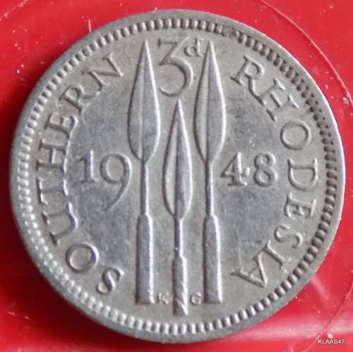 SOUTHERN  RHODESIA - GEORGE VI - 1948 - 3D - Copper-nickel