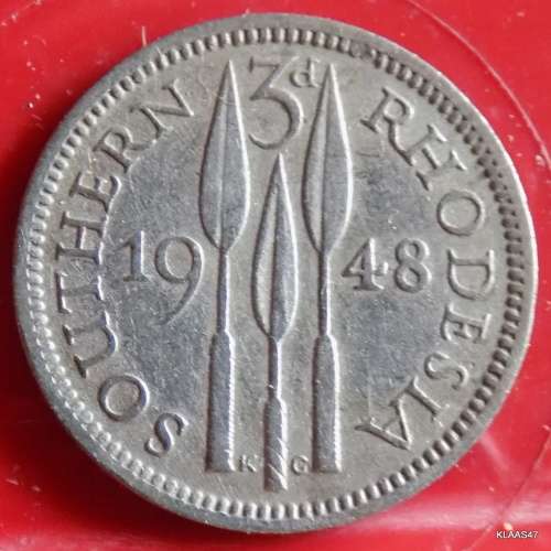SOUTHERN  RHODESIA - GEORGE VI - 1948 - 3D - Copper-nickel