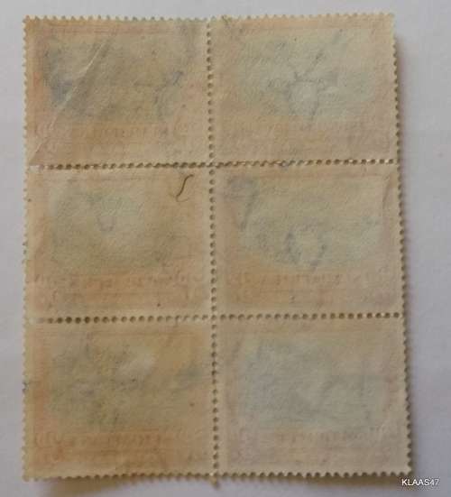 SOUTH AFRICA - DEFINITIVE 3D RED AND BLACK - BLOCK OF 6 (3PAIRS) - LIGHTLY STAMPED