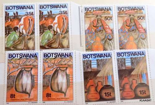 BOTSWANA - 1986 - Traditional Milk Containers - 2 SETS of 4 stamps each - Mint