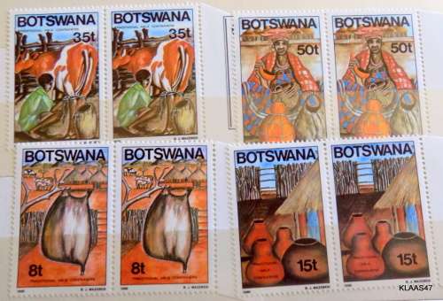 BOTSWANA - 1986 - Traditional Milk Containers - 2 SETS of 4 stamps each - Mint