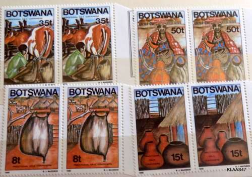 BOTSWANA - 1986 - Traditional Milk Containers - 2 SETS of 4 stamps each - Mint