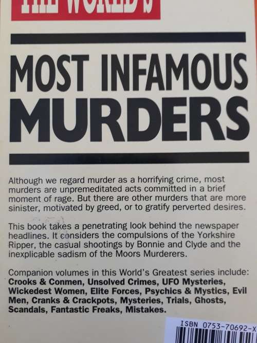The World`s Most Infamous Murders - Roger Boar and Nigel Blundell - Paperback