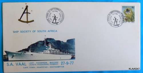 Ship Society of South Africa - 27-9-77 - Last Passenger Mailship - S.A. VAAL