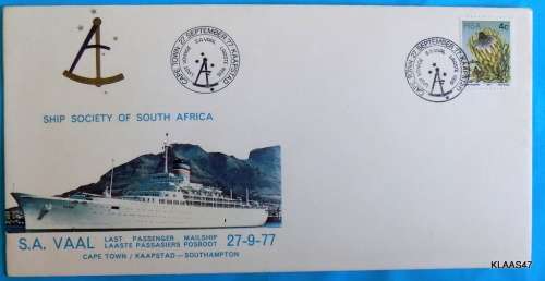 Ship Society of South Africa - 27-9-77 - Last Passenger Mailship - S.A. VAAL