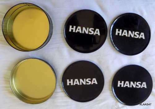 Hansa - Metal Coasters Cork backed (4) - in Hansa Tin.