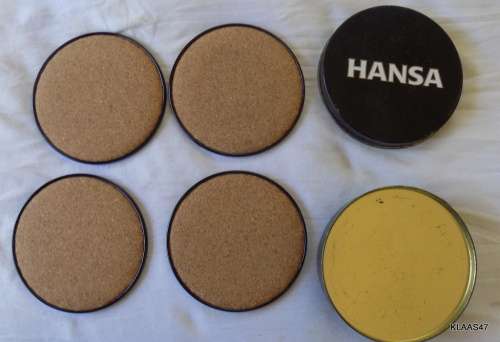 Hansa - Metal Coasters Cork backed (4) - in Hansa Tin.
