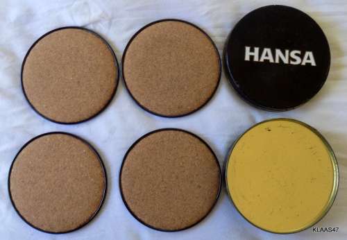 Hansa - Metal Coasters Cork backed (4) - in Hansa Tin.