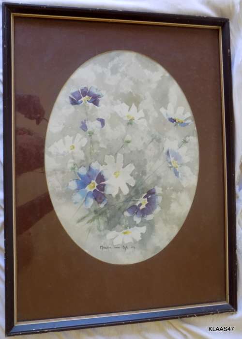 Framed Watercolour of Flowers by Martin van Dyk