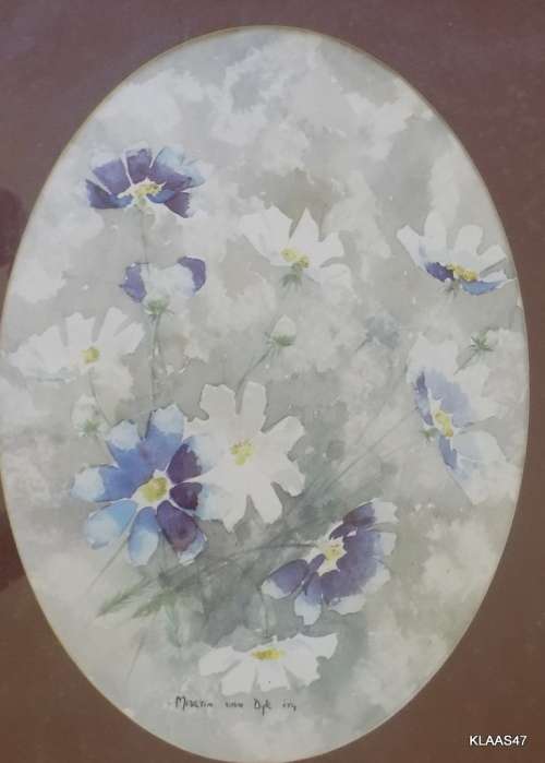 Framed Watercolour of Flowers by Martin van Dyk