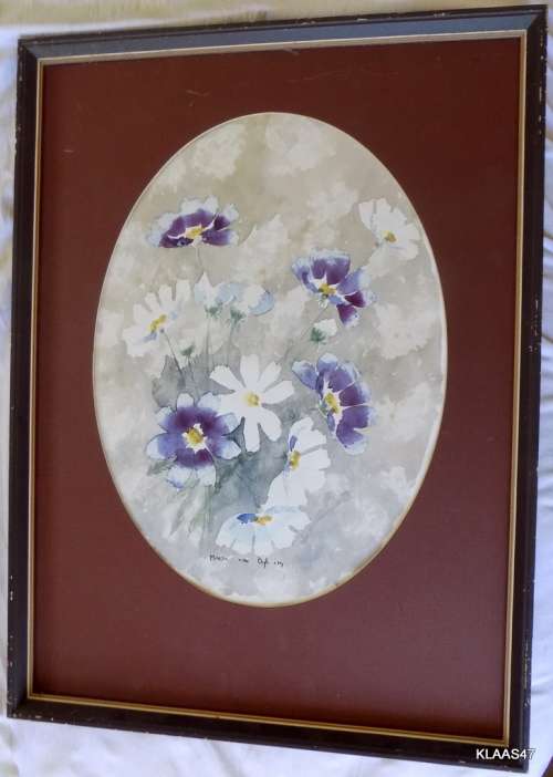Framed Watercolour without glass  Flowers by Martin van Dyk