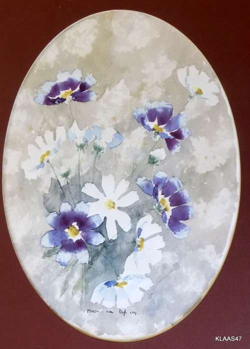 Framed Watercolour without glass  Flowers by Martin van Dyk