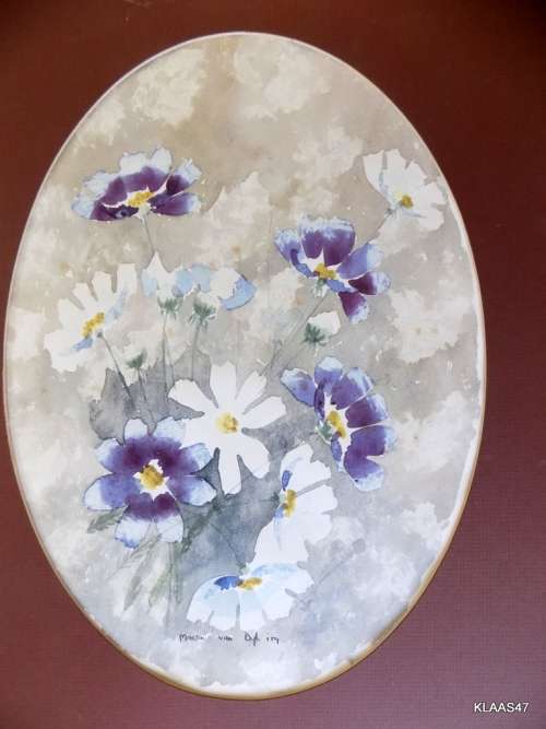 Framed Watercolour without glass  Flowers by Martin van Dyk