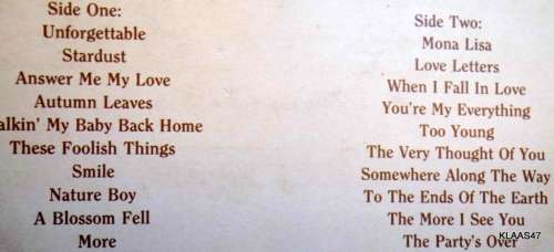 Nat King Cole - Greatest Love Songs - Capitol Records  ST(L) 7116041 -  South Africa - 1985 - Vinyl