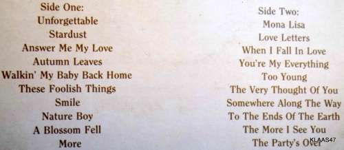 Nat King Cole - Greatest Love Songs - Capitol Records  ST(L) 7116041 -  South Africa - 1985 - Vinyl