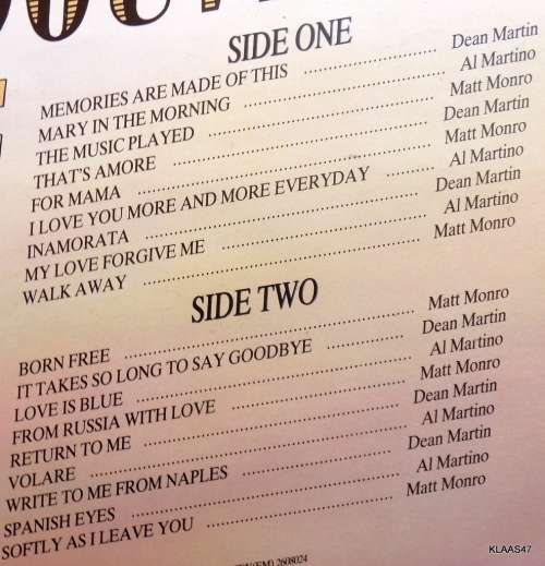 SOUVENIRS - DEAN MARTIN - MATT MONRO - AL MARTINO - EMI SA - 1985 - VINYL