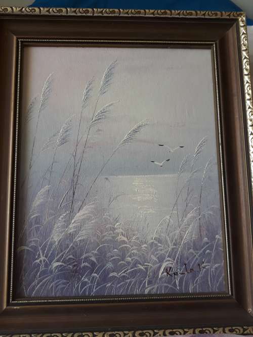 OIL PAINTED ON HARDBOARD : KENLA K. : FRAMED SIZE - 26x31.2cm