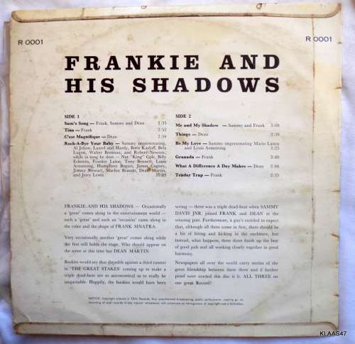 Frankie and his Shadows - Reprise Records - R 0001 -  South Africa - 1961