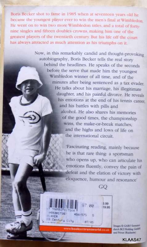THE PLAYER - BORIS BECKER WITH ROBERT LUNENOFF AND HELMUR SORGE (PAPERBACK)