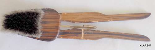 Vintage Airco Wood Veneer clothes brush hanger, folding travel hanger