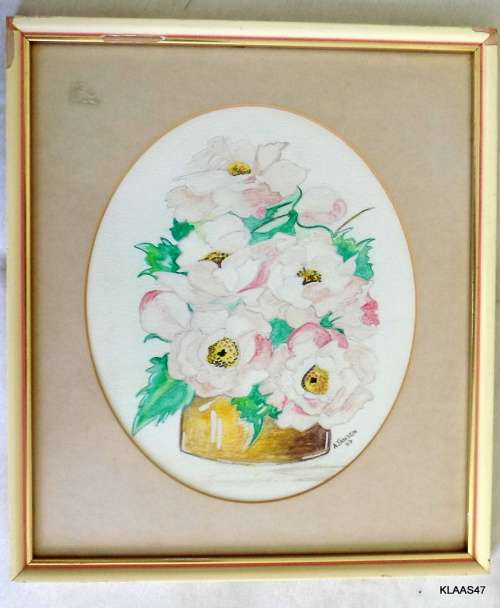 Flowers - Signed A.Jansen - Watercolour - Framed (Frame corner damaged)